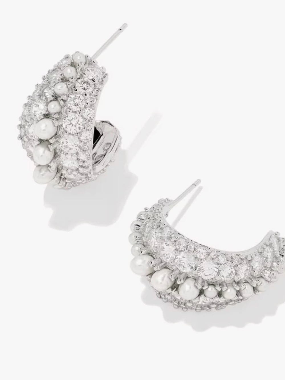 Kendra Scott Krista Silver Hoop Earrings in White Mix